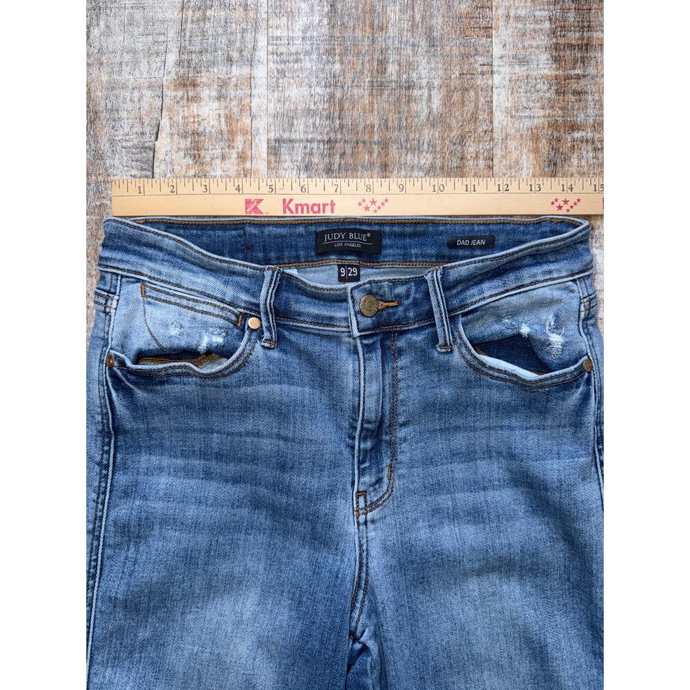 Judy Blue Distressed Denim Dad Jeans Mid Rise Straight Leg Size 9/29 - Picture 6 of 10